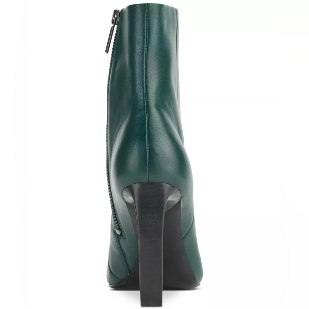 Karl Lagerfeld Leather Square-Toe Booties – Forest Green – US 11 - Picture 4 of 5
